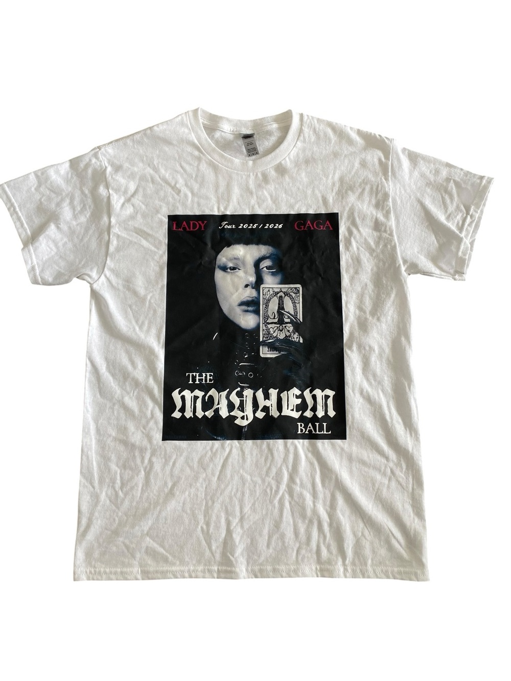 Lady Gaga 2025/2026 Tour The Mayhem Ball Graphic Tee - Black & White Size M